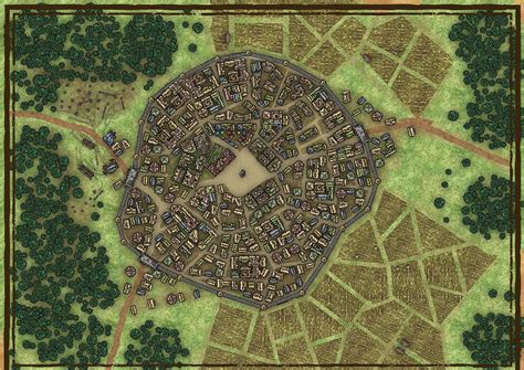 Houses are placed sparsely along these winding roads and complemented by fields and lots of trees to make resulting maps look rural. . Watabou city generator guide
